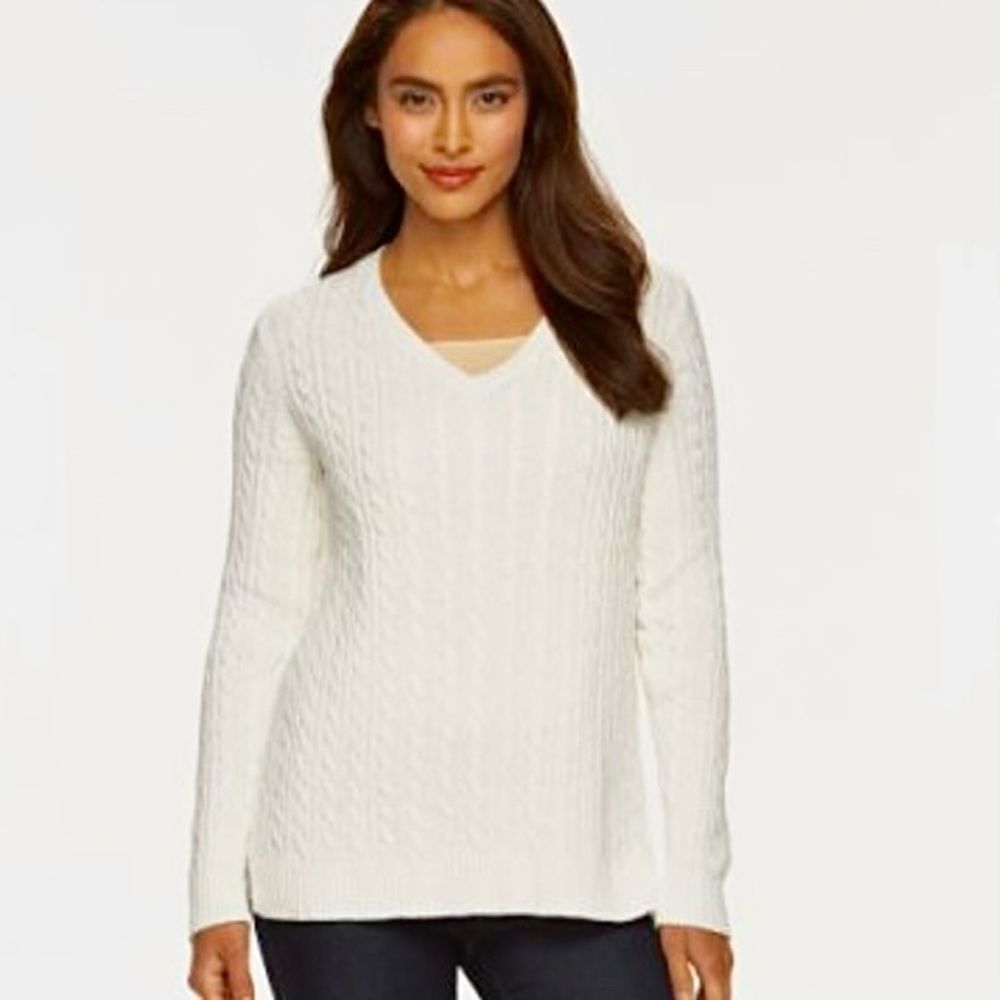 Croft & Barrow Off White Cable Knit Sweater